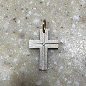 Teno Titanium Cross with Gold and Diamond